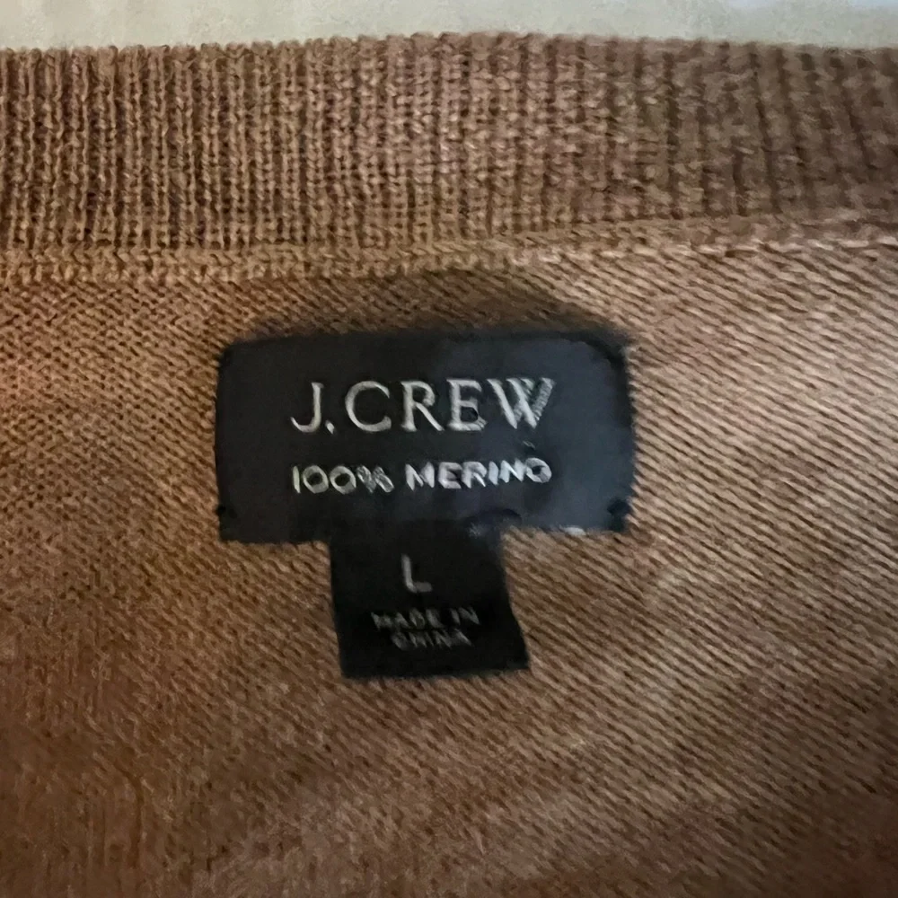 J.CREW| Men’s Merino Wool V-Neck Sweater | Camel Brown | Size L